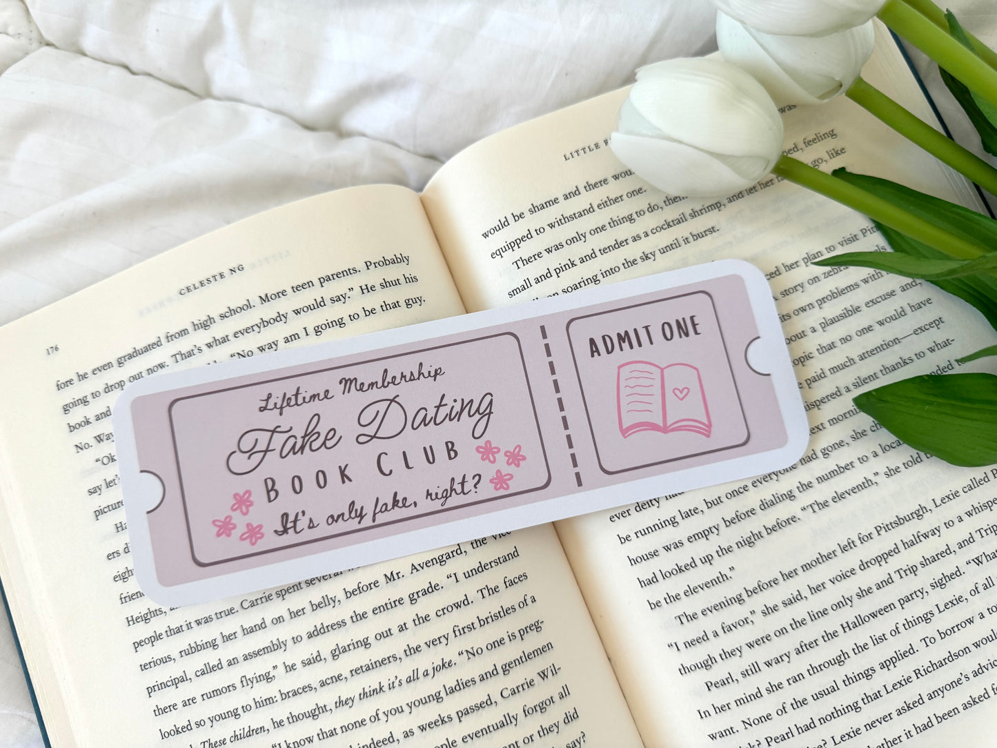 Fake Dating Book Club Ticket Bookmark
