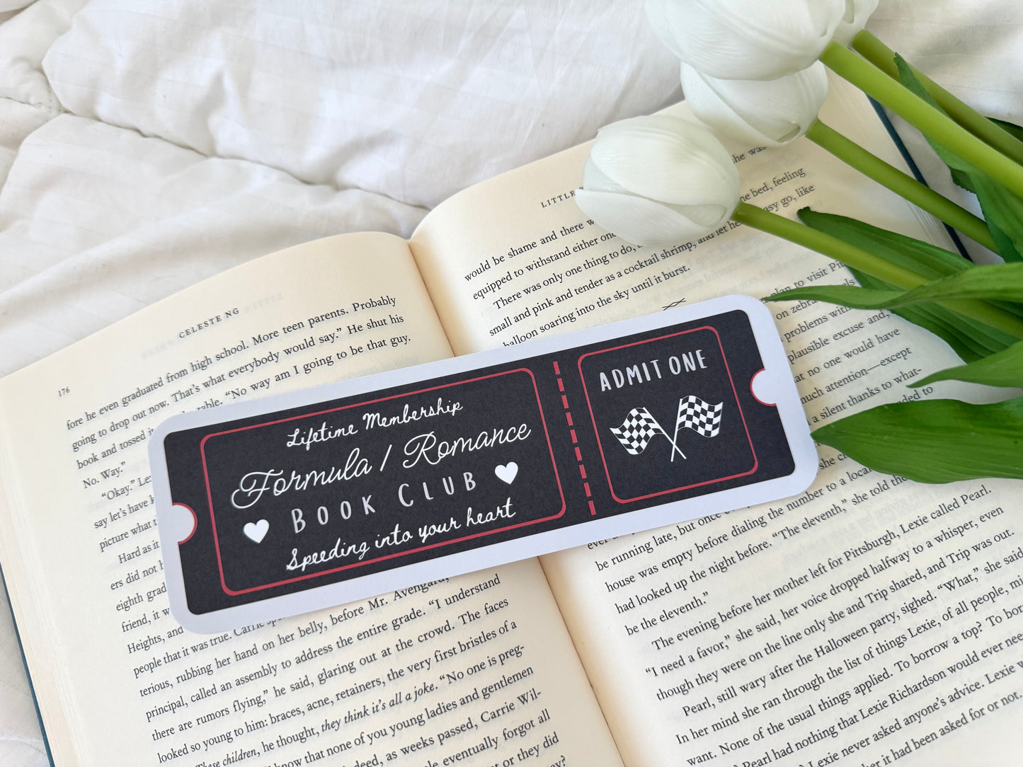 Formula 1 Romance Book Club Ticket Bookmark