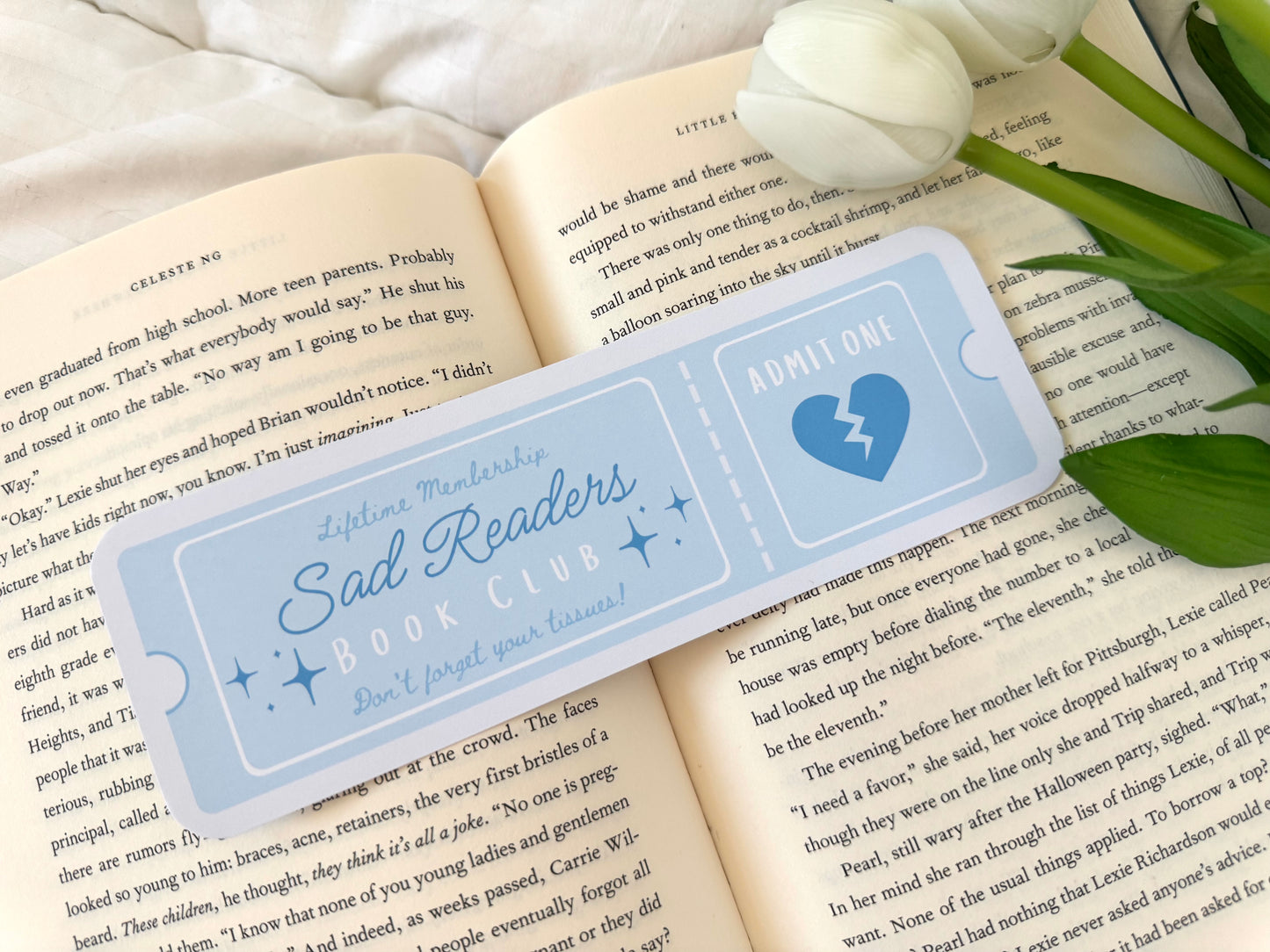Sad Readers Book Club Ticket Bookmark