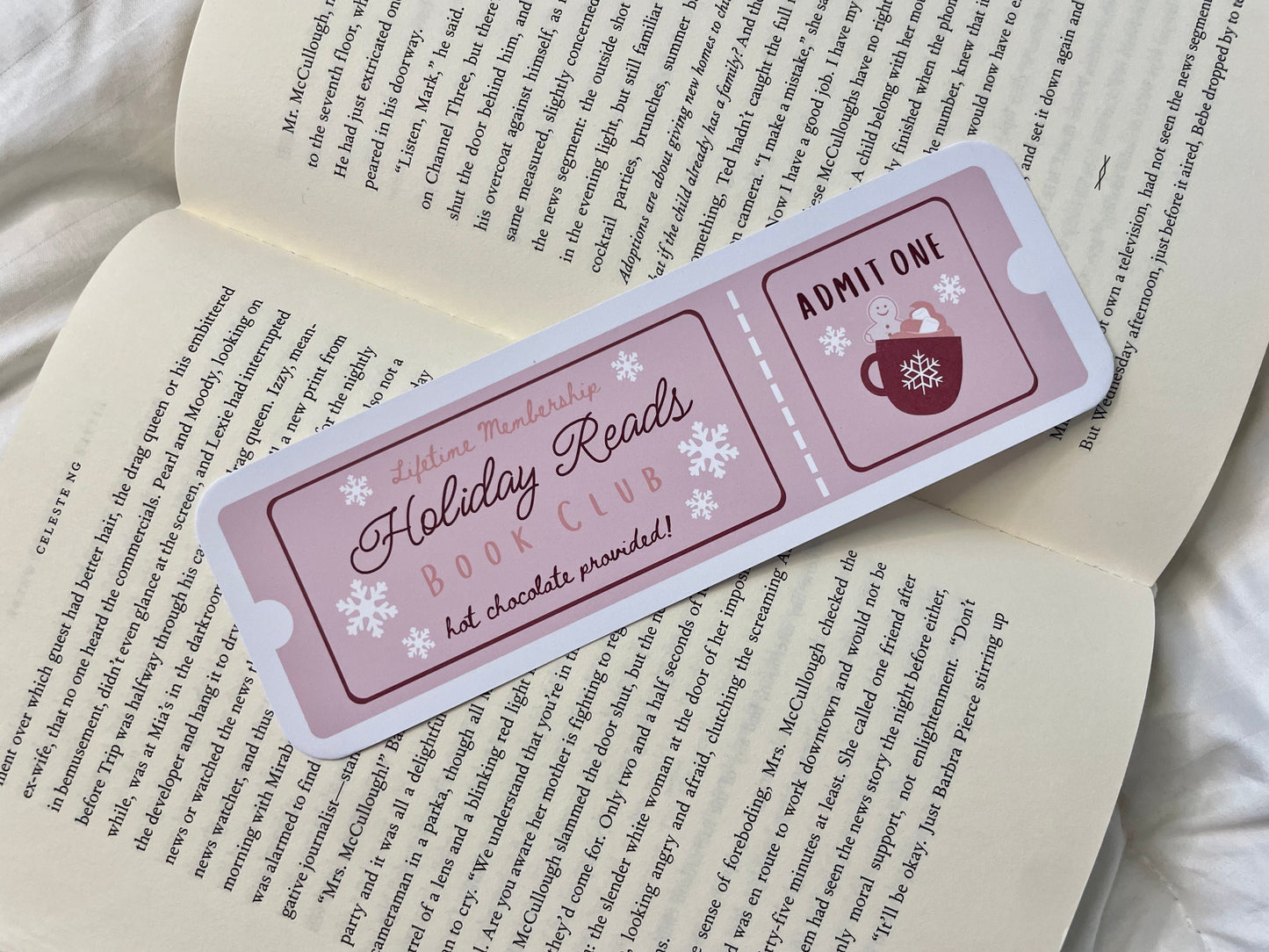 Cozy Christmas & Holiday Reads Book Club Ticket Bookmarks