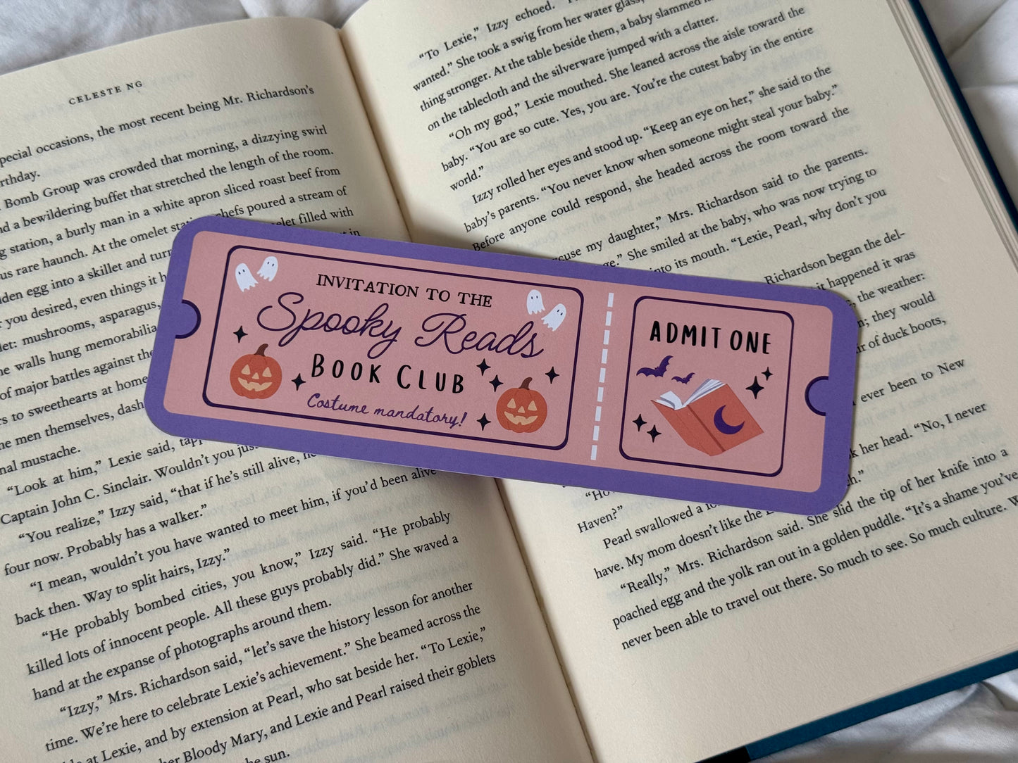 Spooky Reads Halloween Book Club Ticket Bookmark