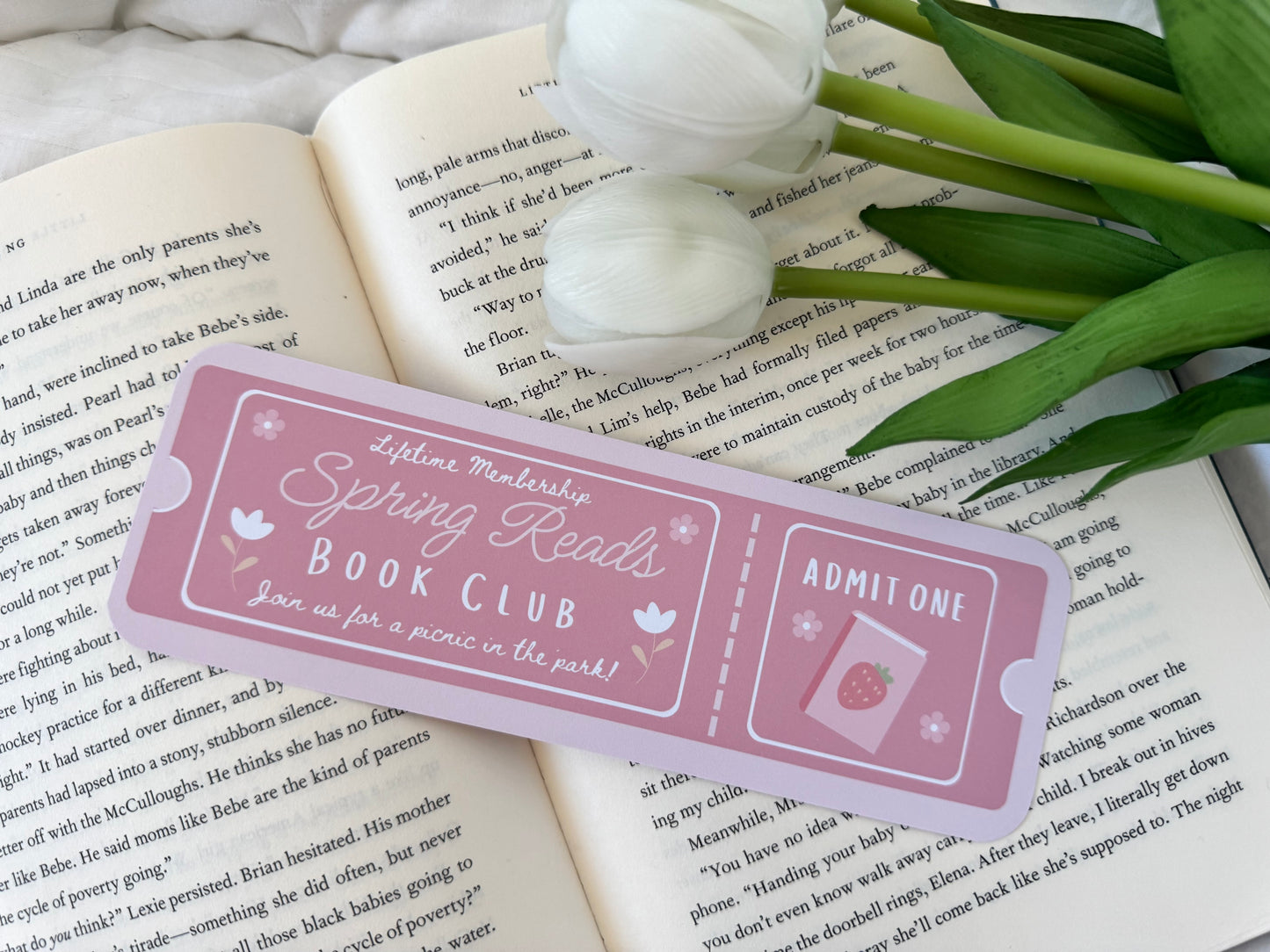 Spring Reads Book Club Ticket Bookmark