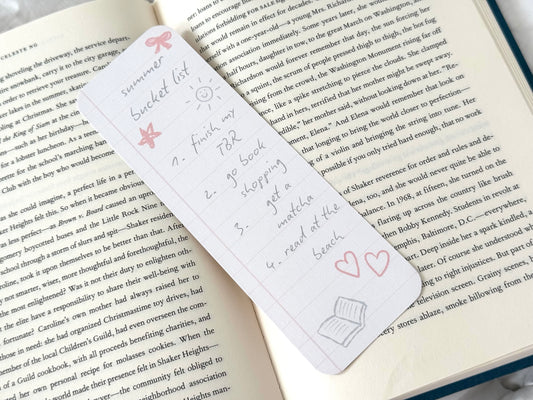 Summer Bucket List Bookmark