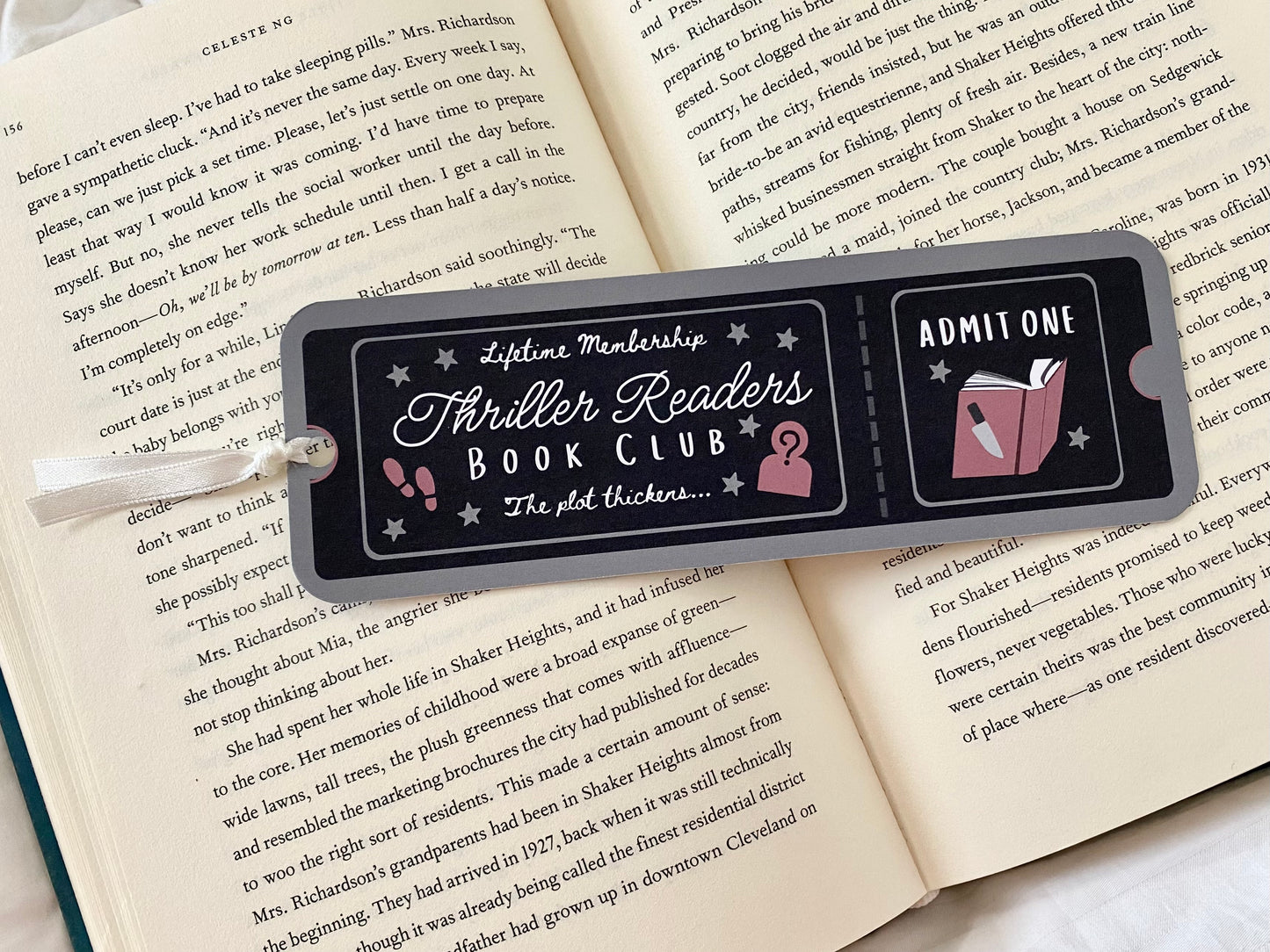 Thriller Readers Book Club Ticket Bookmark