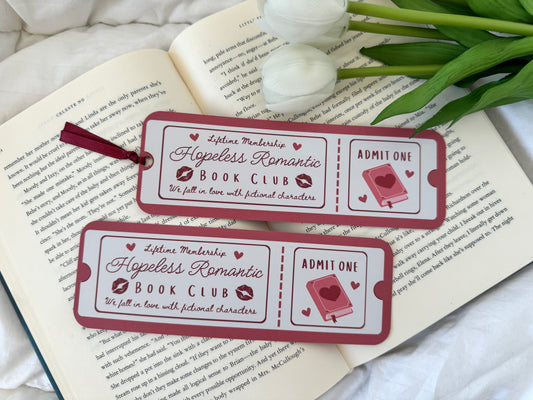 Hopeless Romantic Book Club Ticket Bookmark