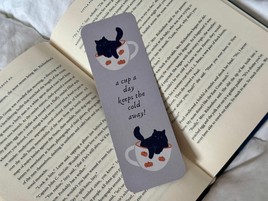 Black Cat Cozy Fall Bookmark