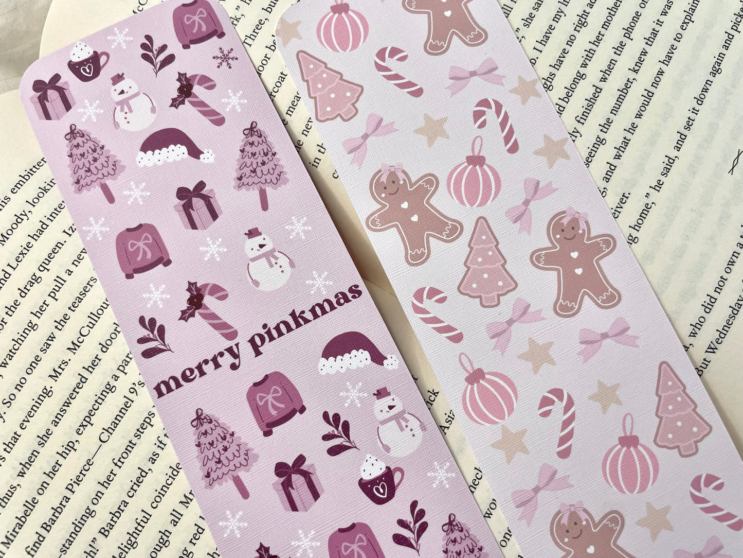 Merry Pinkmas Holiday Bookmarks