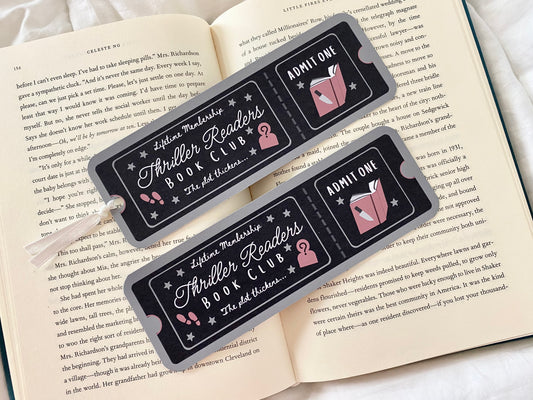 Thriller Readers Book Club Ticket Bookmark