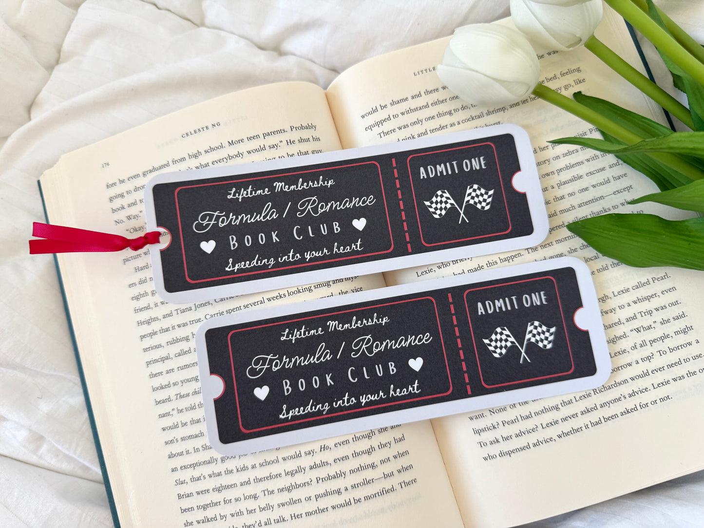 Formula 1 Romance Book Club Ticket Bookmark