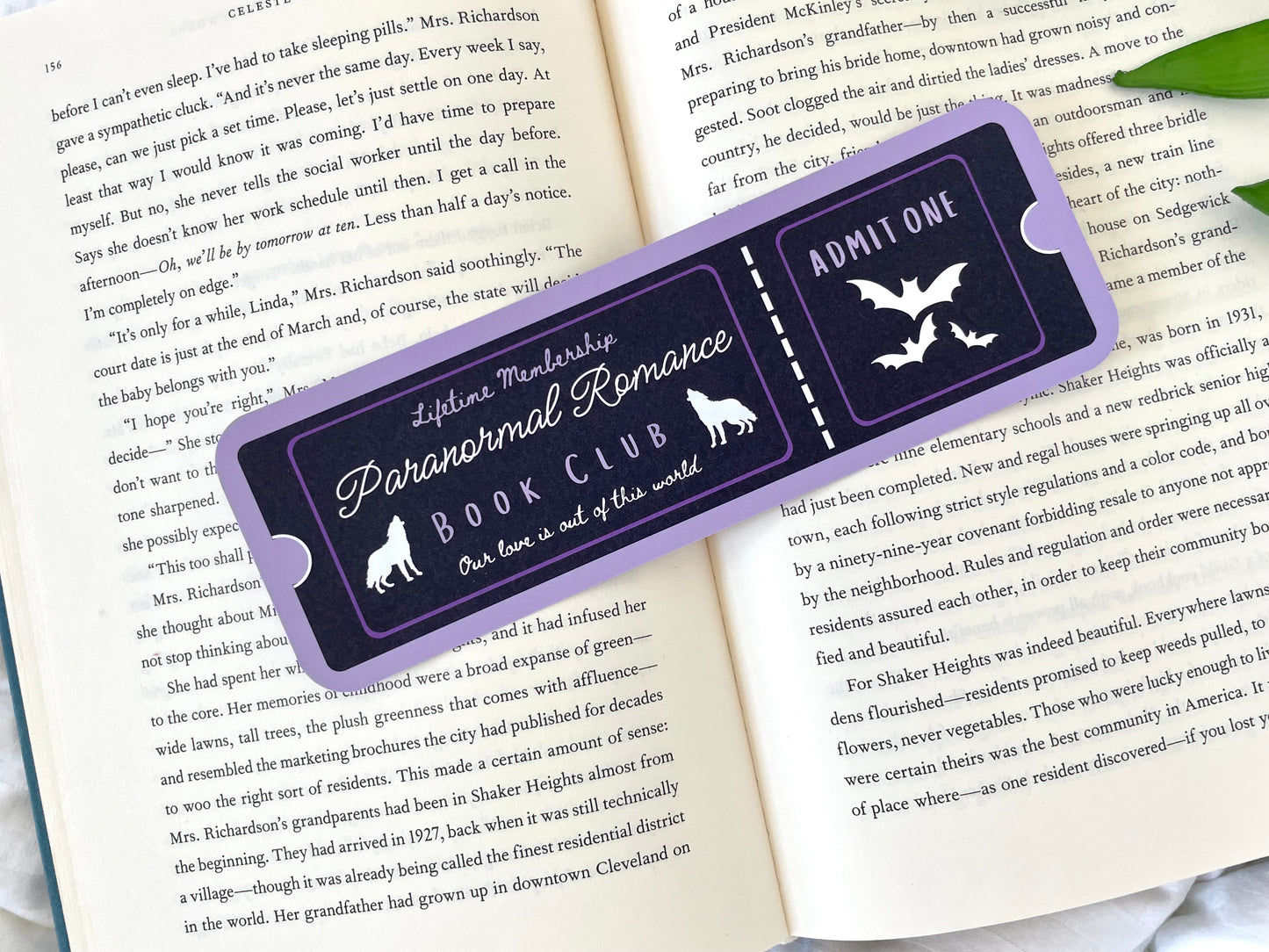 Paranormal Romance Book Club Ticket Bookmark