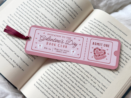 Galentine's Day Book Club Ticket Bookmark