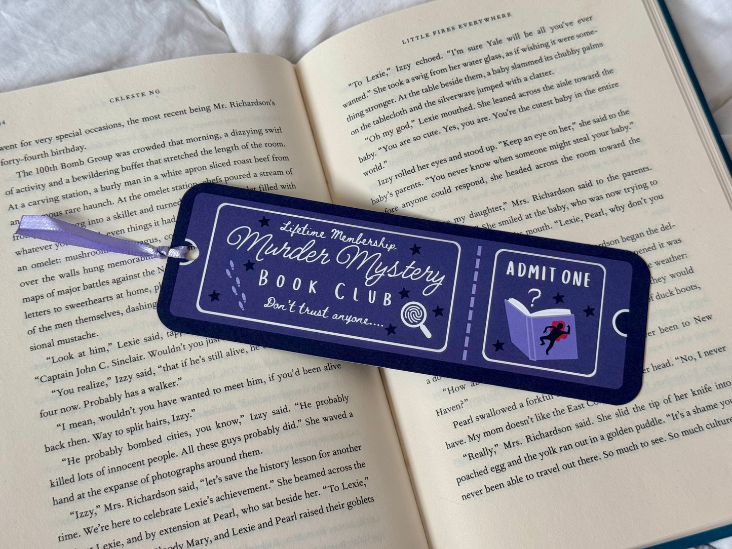 Murder Mystery Book Club Ticket Bookmark