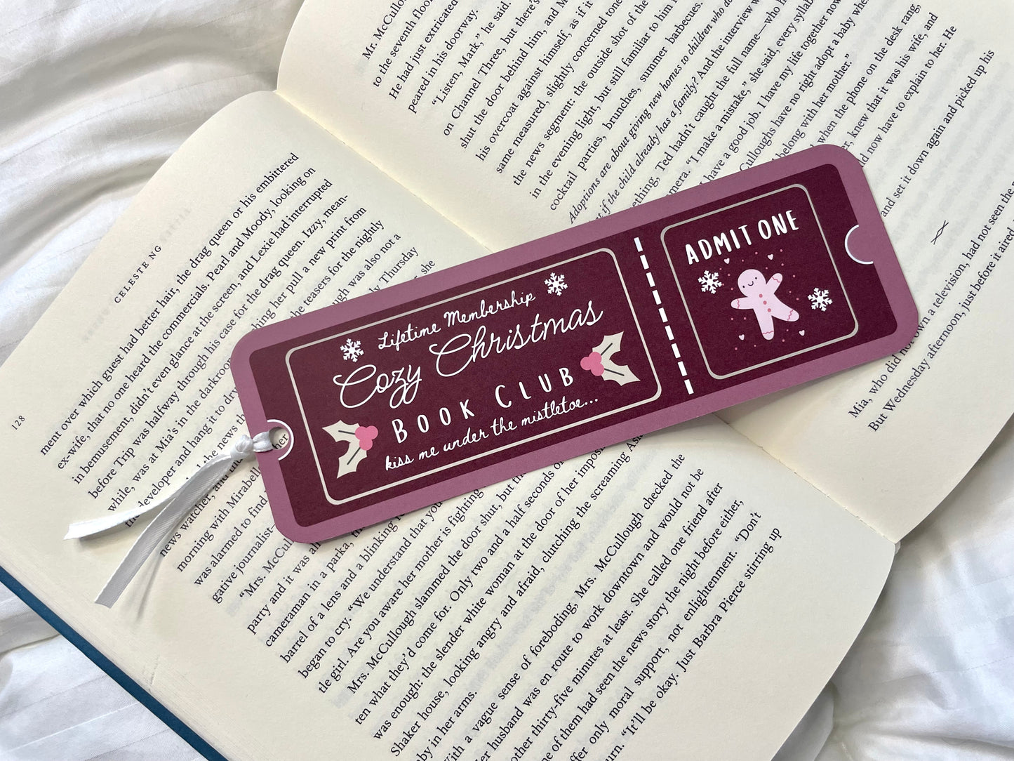 Cozy Christmas & Holiday Reads Book Club Ticket Bookmarks