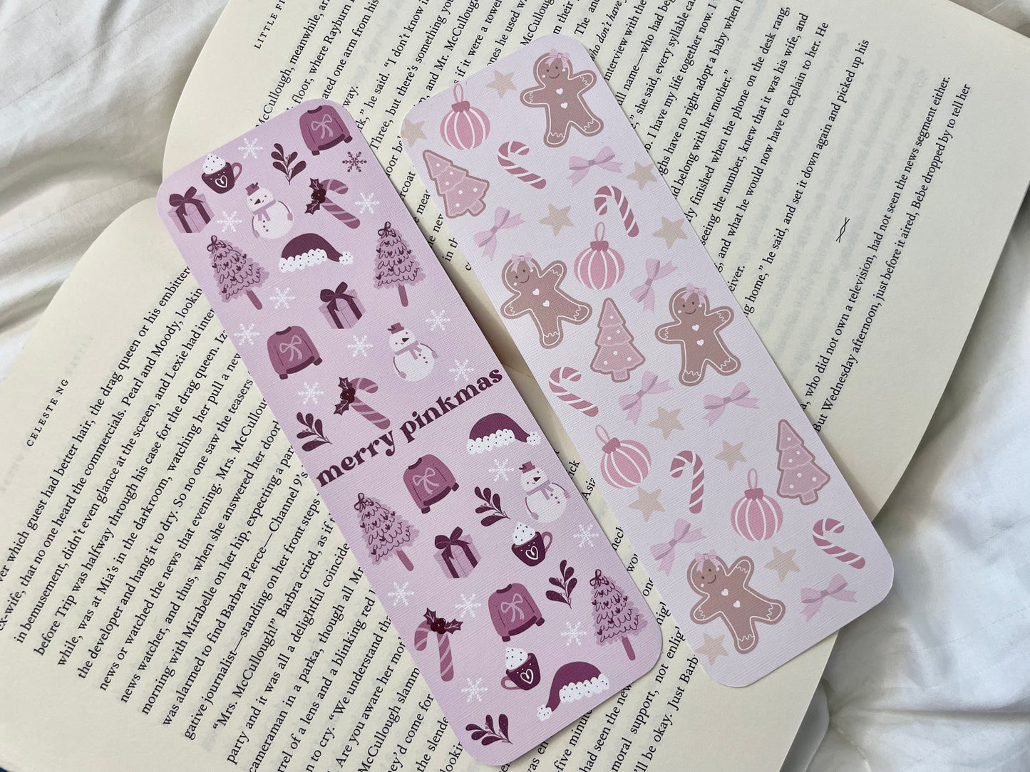 Merry Pinkmas Holiday Bookmarks