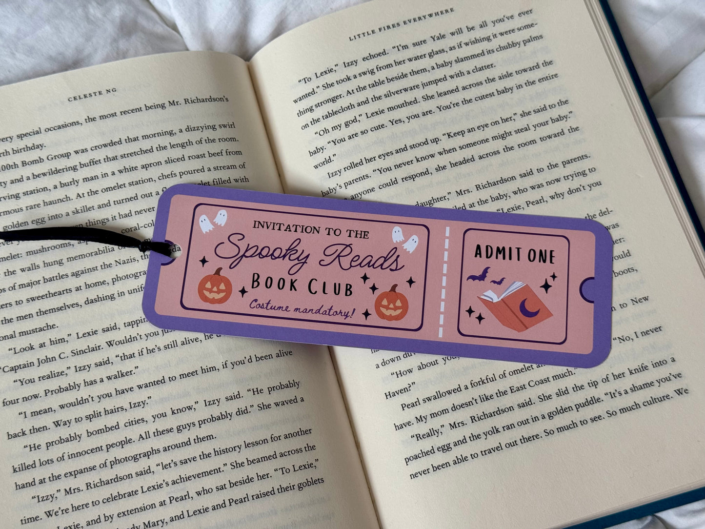 Spooky Reads Halloween Book Club Ticket Bookmark