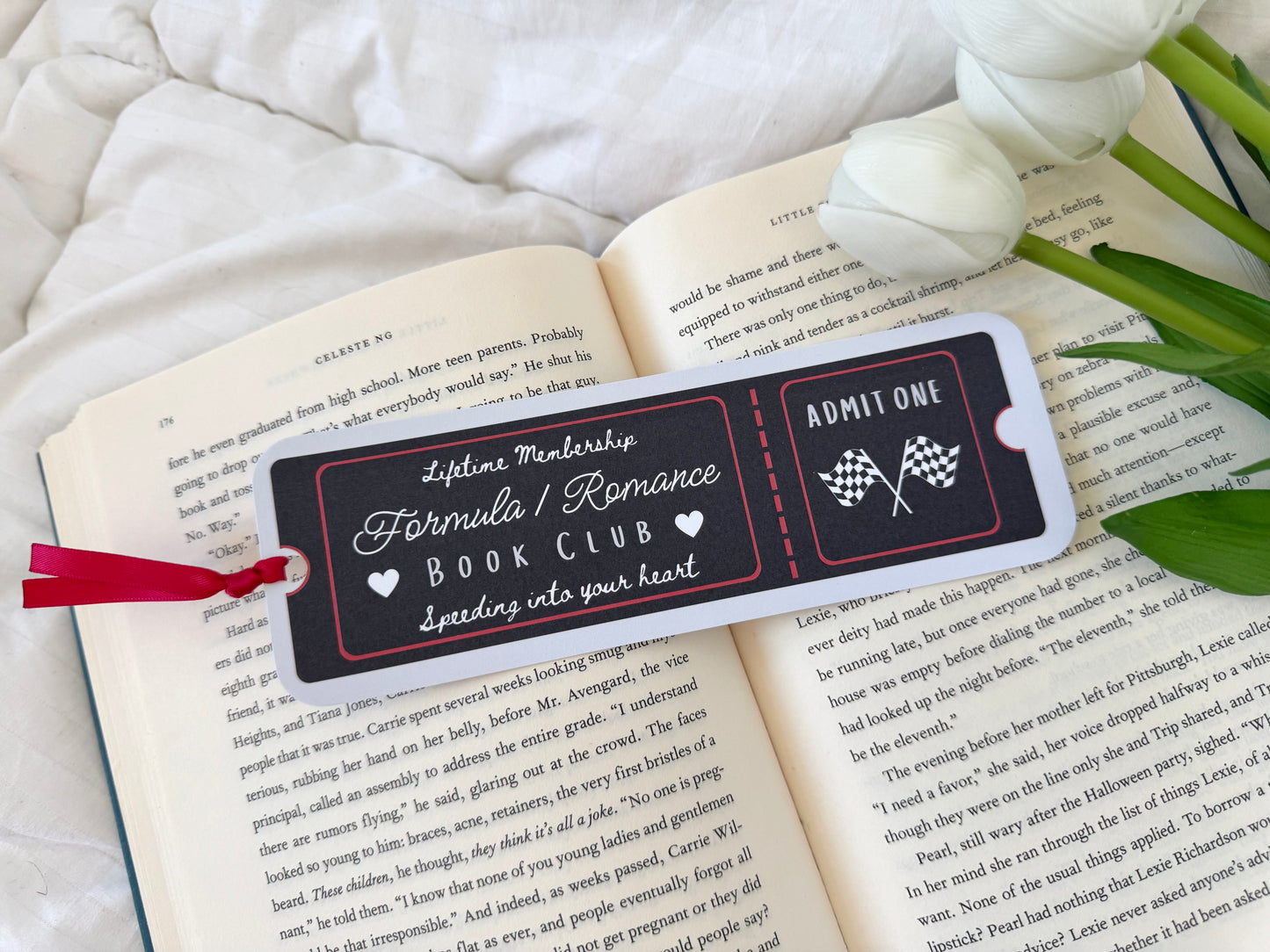 Formula 1 Romance Book Club Ticket Bookmark