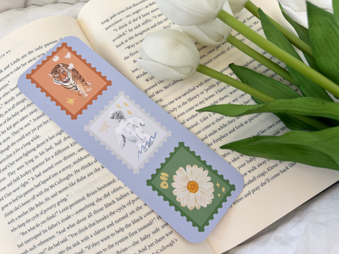 Magnolia & Daisy Stamp Bookmarks