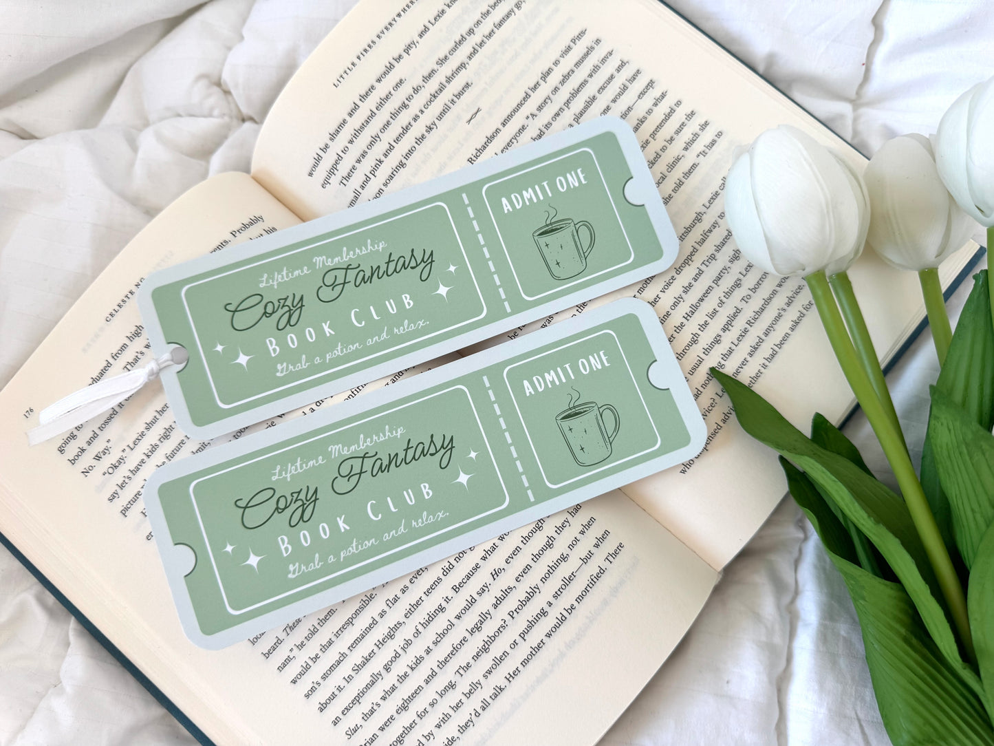 Cozy Fantasy Book Club Ticket Bookmark