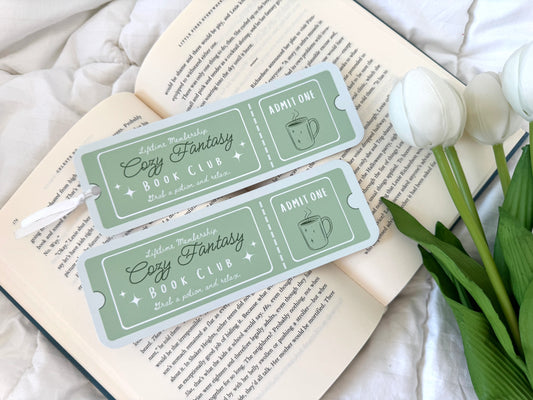Cozy Fantasy Book Club Ticket Bookmark