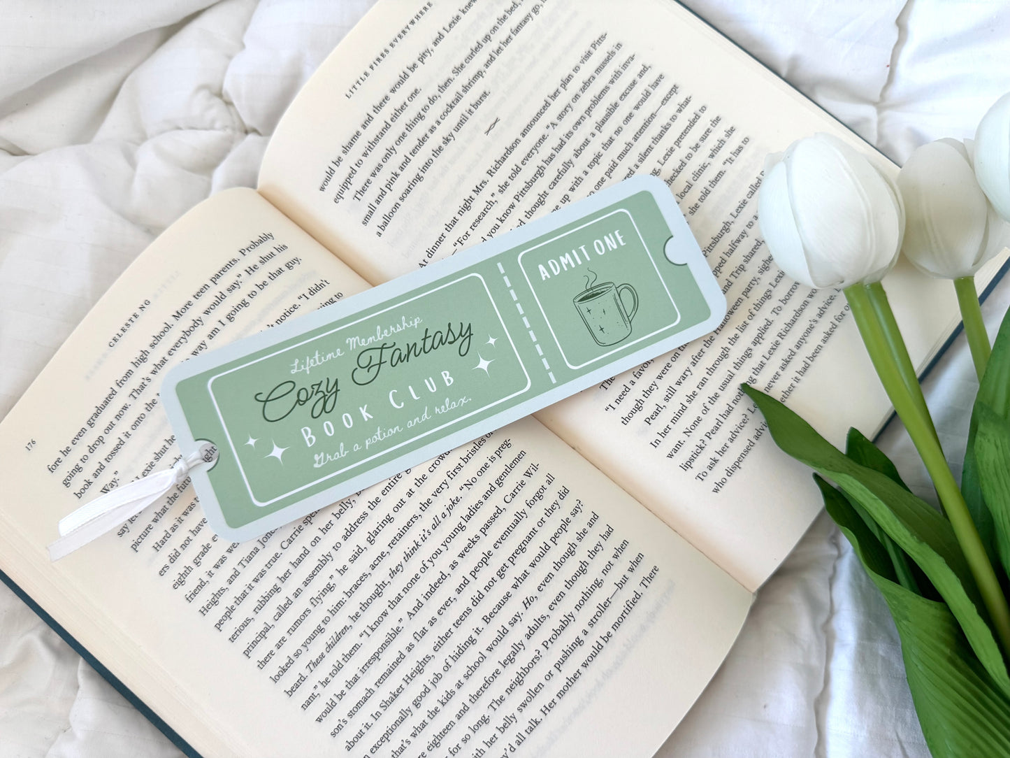 Cozy Fantasy Book Club Ticket Bookmark