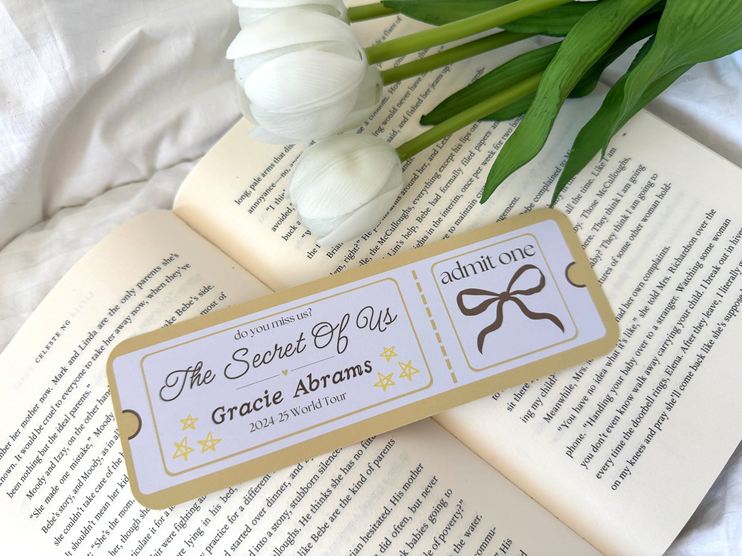 Gracie Tour Inspired Ticket Bookmark