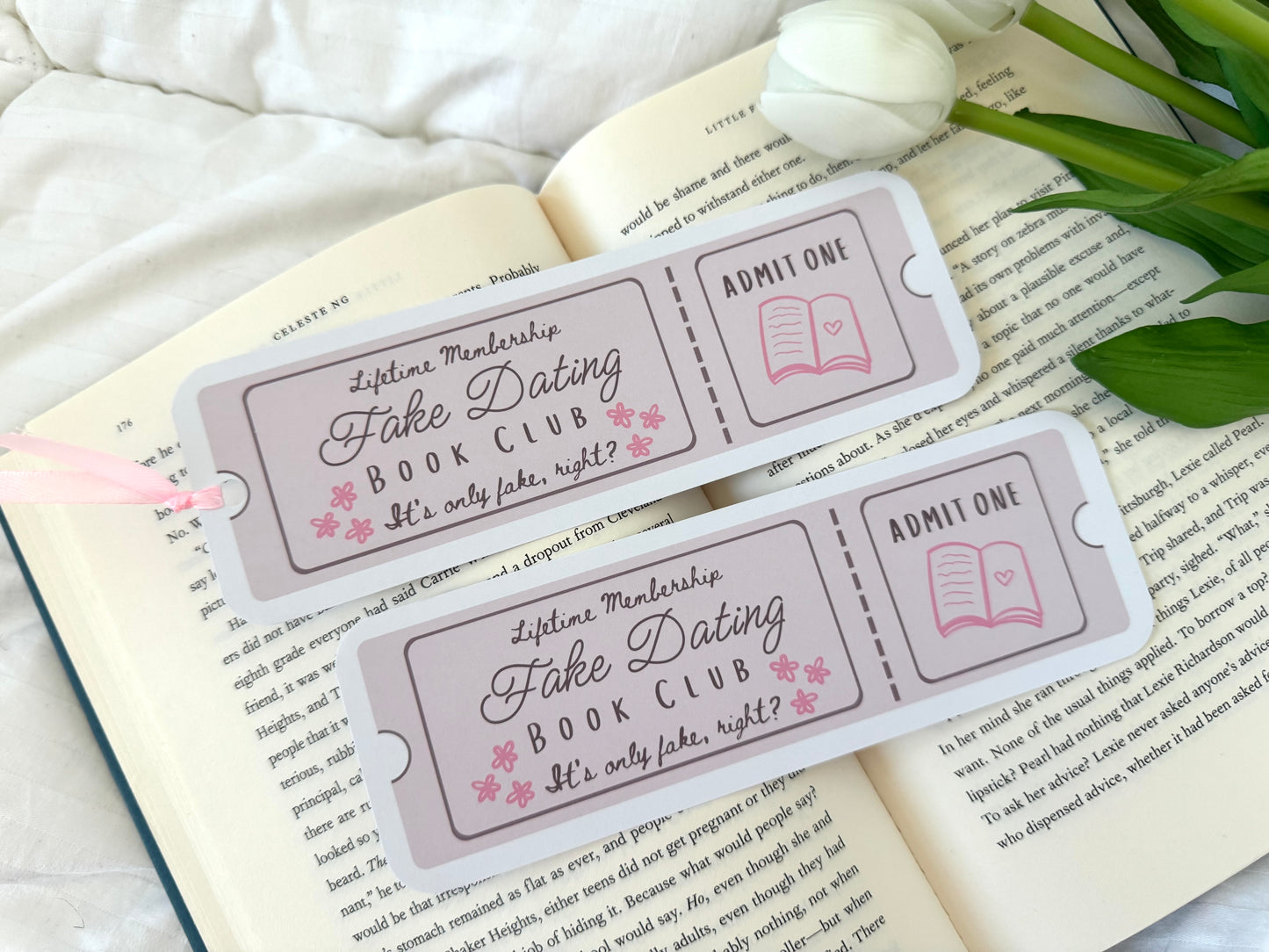 Fake Dating Book Club Ticket Bookmark