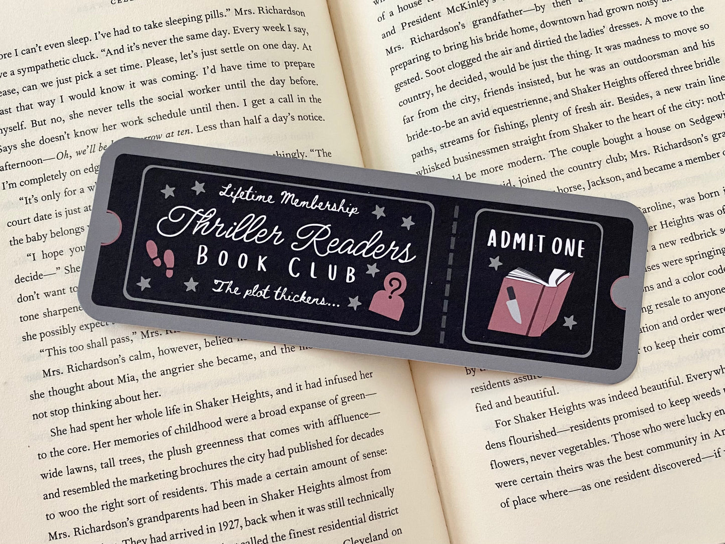 Thriller Readers Book Club Ticket Bookmark
