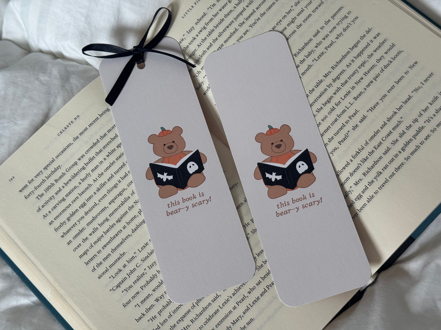 Spooky Pumpkin Bear Bookmark