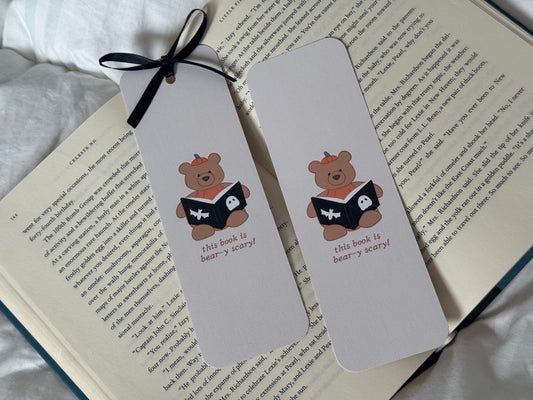Spooky Pumpkin Bear Bookmark