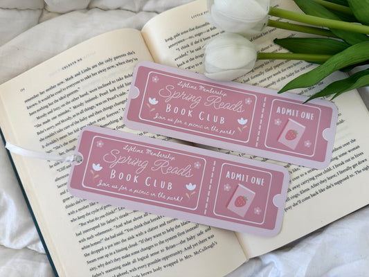 Spring Reads Book Club Ticket Bookmark