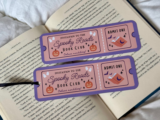 Spooky Reads Halloween Book Club Ticket Bookmark
