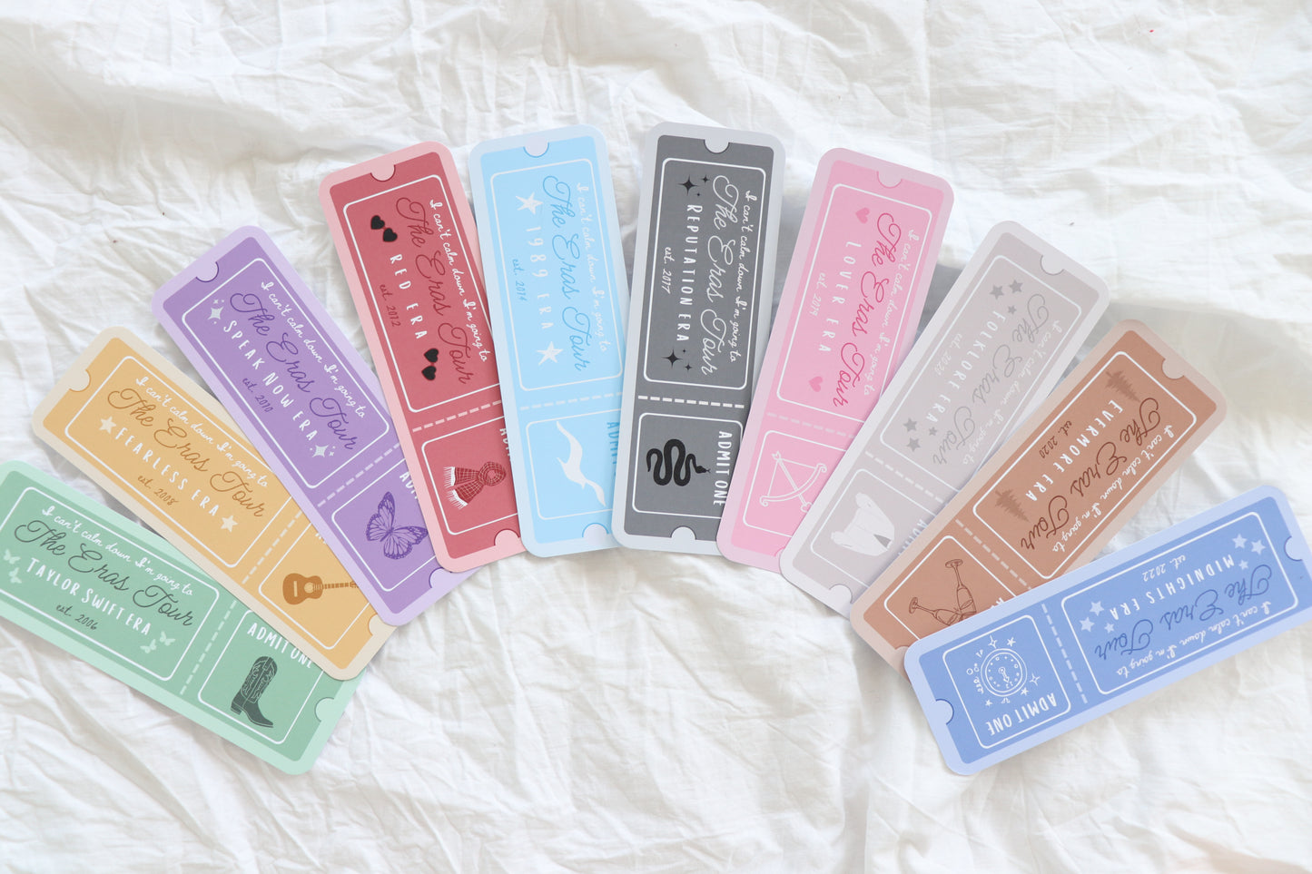 Eras Inspired Ticket Bookmarks
