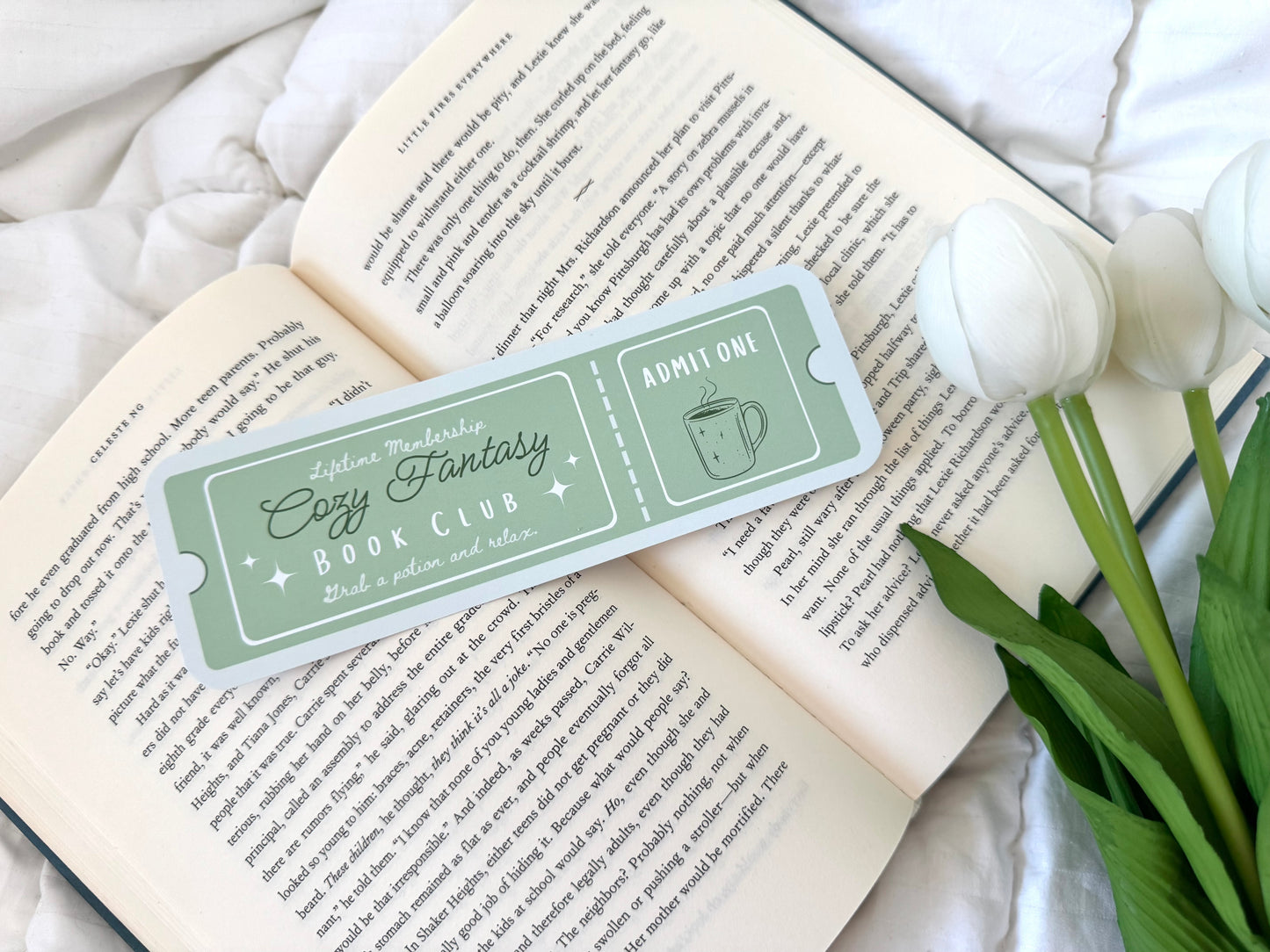 Cozy Fantasy Book Club Ticket Bookmark