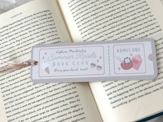 Summer Reads Book Club Ticket Bookmark