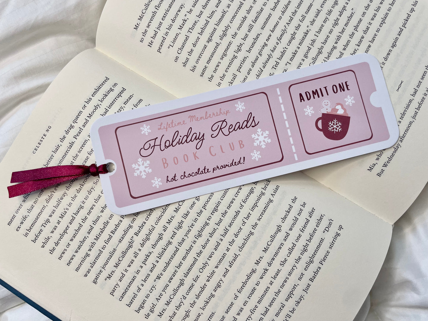 Cozy Christmas & Holiday Reads Book Club Ticket Bookmarks