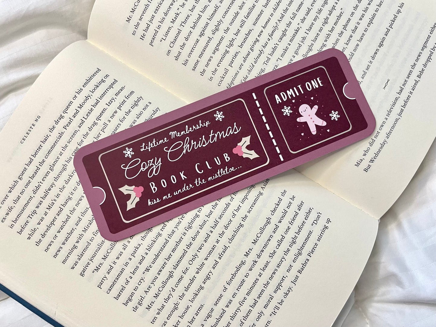 Cozy Christmas & Holiday Reads Book Club Ticket Bookmarks