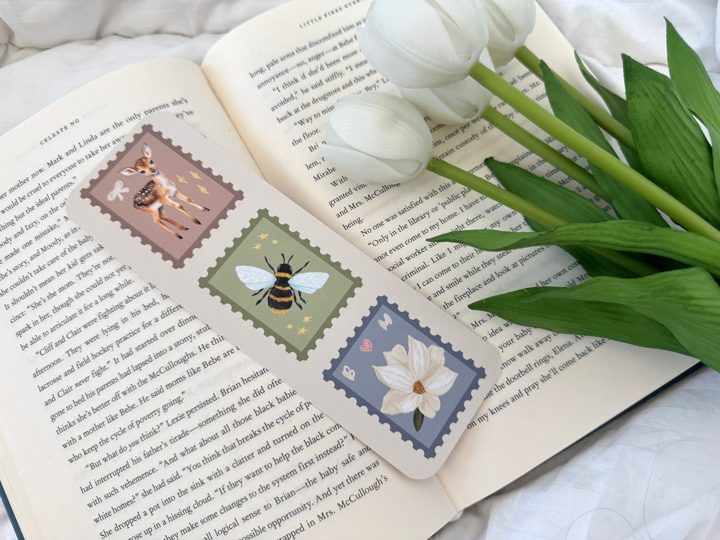 Magnolia & Daisy Stamp Bookmarks