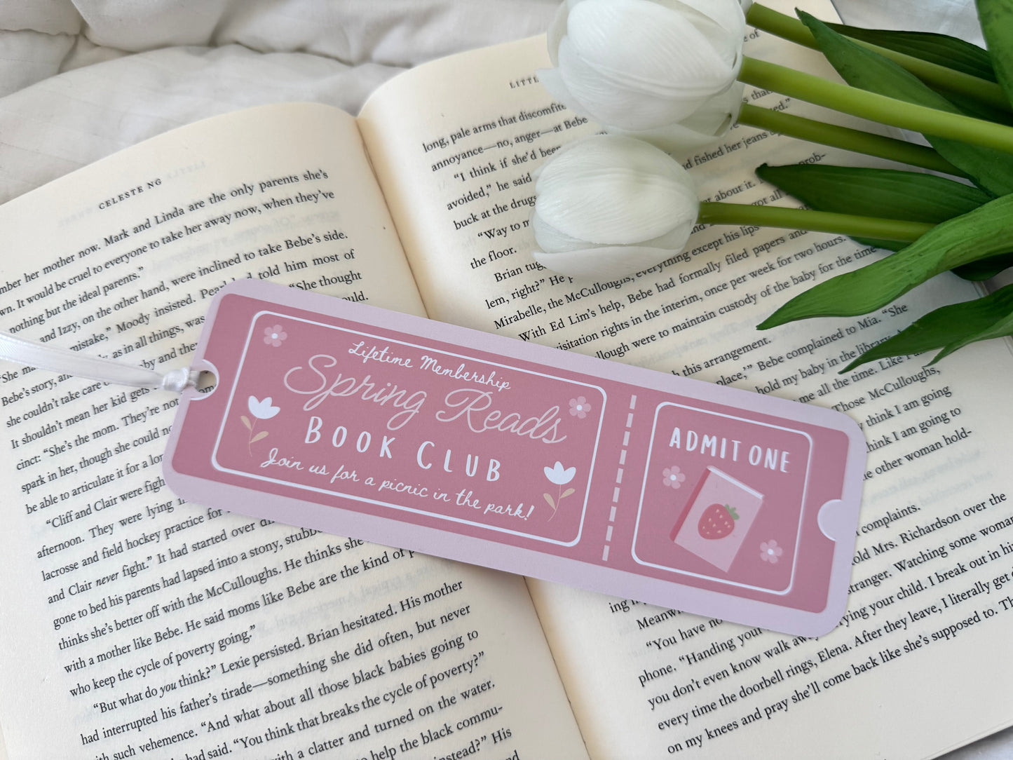 Spring Reads Book Club Ticket Bookmark