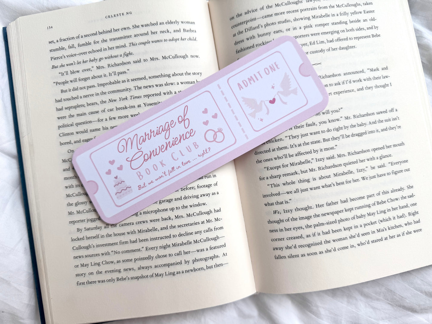 Marriage of Convenience Book Club Ticket Bookmark