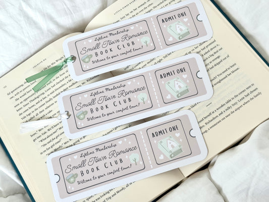 Small Town Romance Book Club Ticket Bookmark