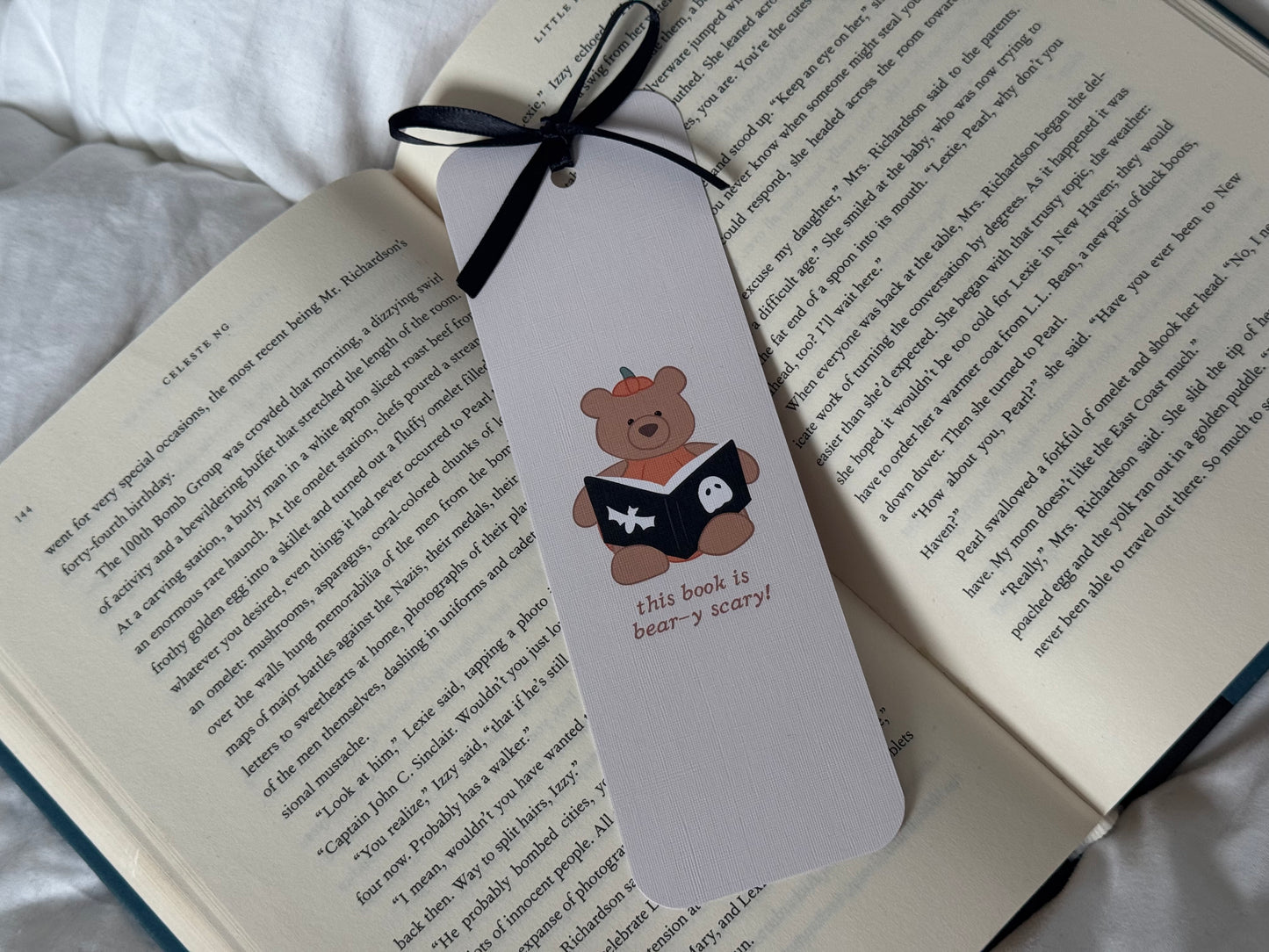 Spooky Pumpkin Bear Bookmark
